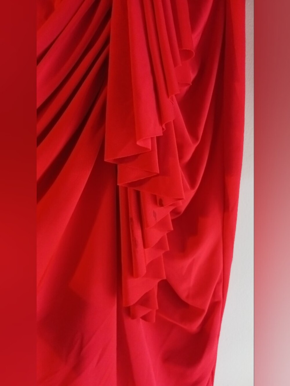 cameo Vibrant Red A-Line Skirt with Cascading Ruffle